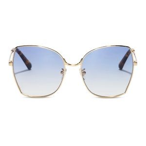 Diff Sunglasses: Donna-Gold, Amber Tortoise + Blue Gradient Sunglasses